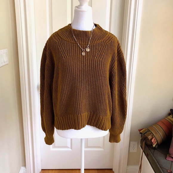 J. Crew Sweaters - J. Crew Cotton Cropped Shaker Crew Neck Honey Gold Mustard Colored Sweater (M)